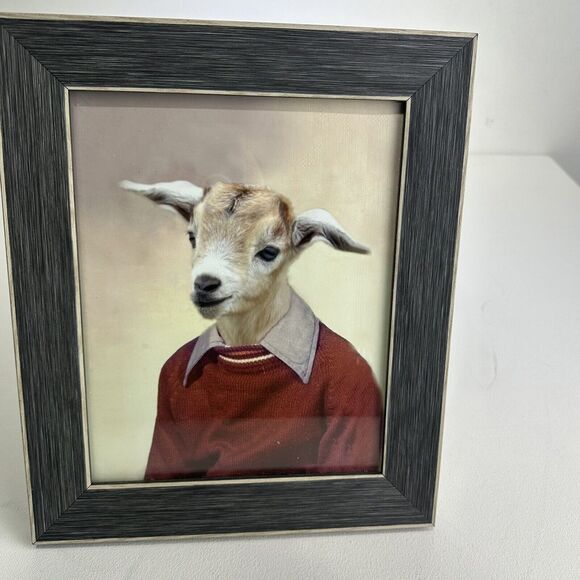 goat in sweater artwork picture frame Home Decor Wall Hanging - Picture 3 of 8